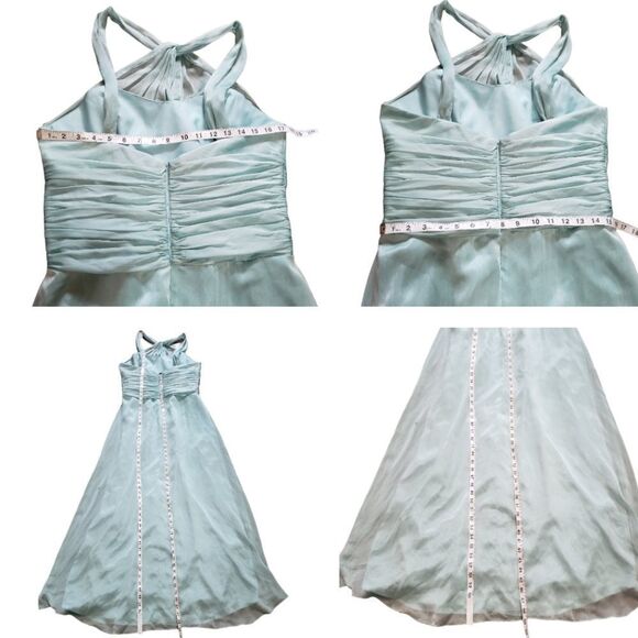 Belsoie Twisted Halter Tiffany Chiffon Gown Size 12 - Picture 14 of 16